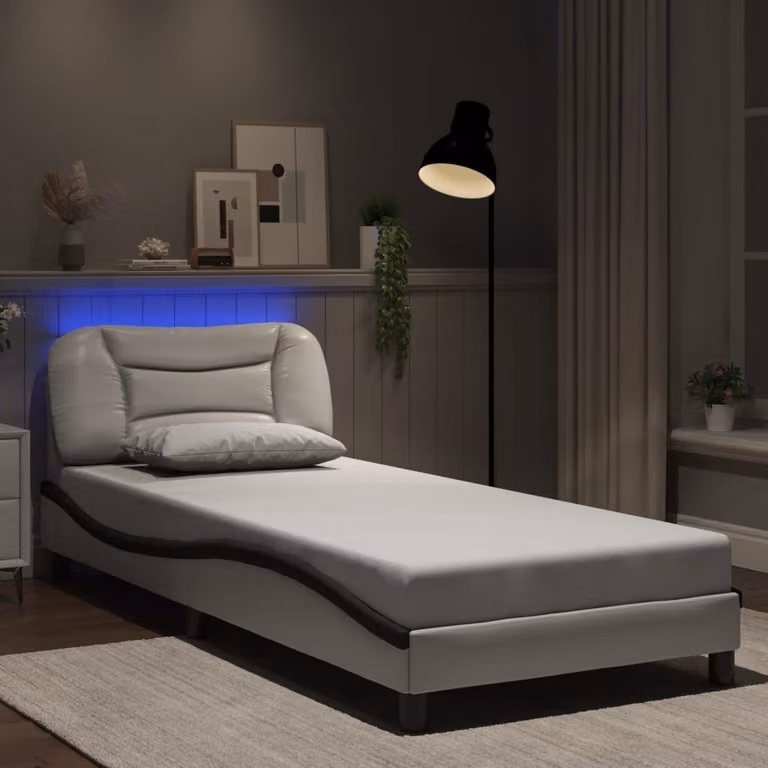 vidaXL Giroletto Hvar Bianco e Nero con LED e porta USB, L 90 x P 190 cm