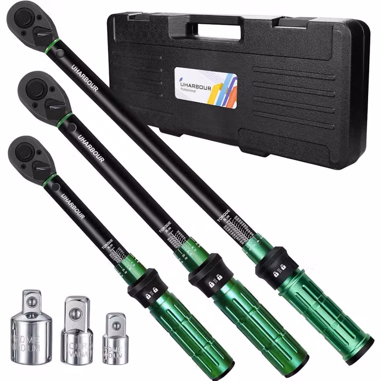 Set di chiavi dinamometriche da 1/4, 3/8 e 1/2 pollici | 3-25, 5-60, 20-230 Nm | Precisione ±3% | Cricchetto a 72 denti | Adatte per auto, moto e biciclette