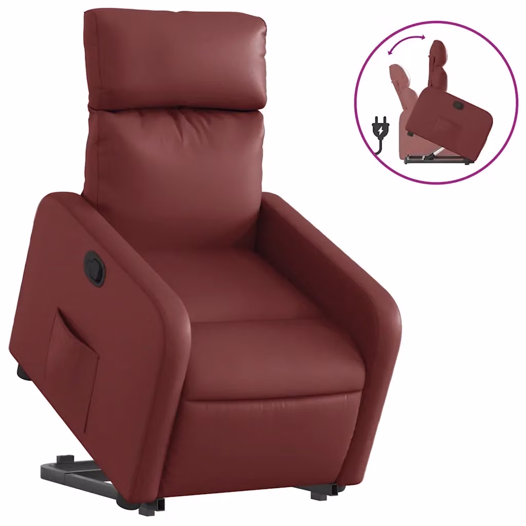 Poltrona Alzapersona Reclinabile con Assistenza Elettrica vidaXL in Similpelle Rossa – 2