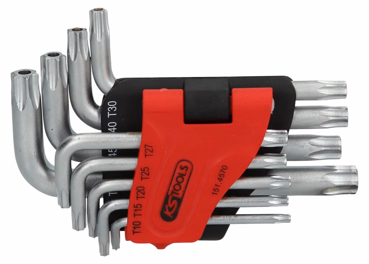 KS TOOLS Set di chiavi esagonali corte Torx con foro 9 pz.TB10-TB50 - 151.4570