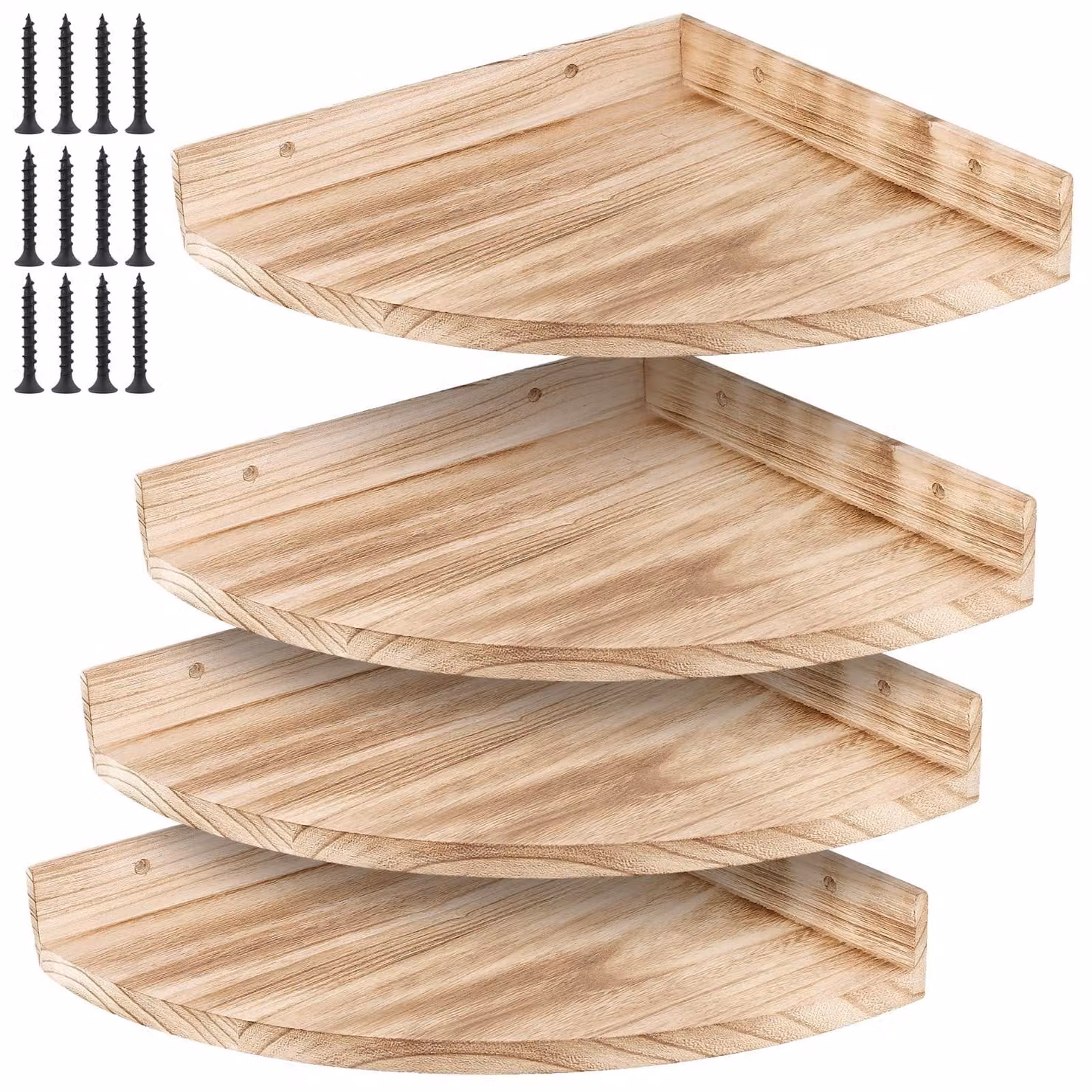 Set di 4 mensole angolari in legno, da montare a parete