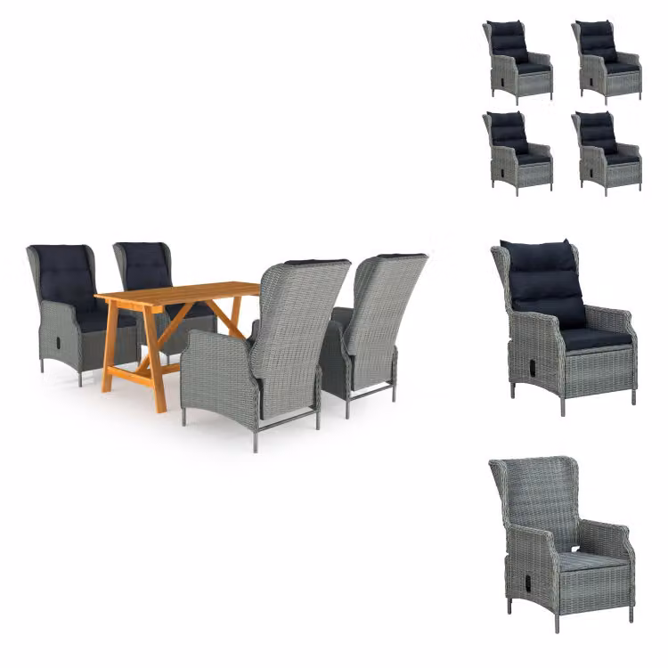 vidaXL Set da pranzo da giardino 5 pezzi grigio chiaro - Set di mobili da giardino