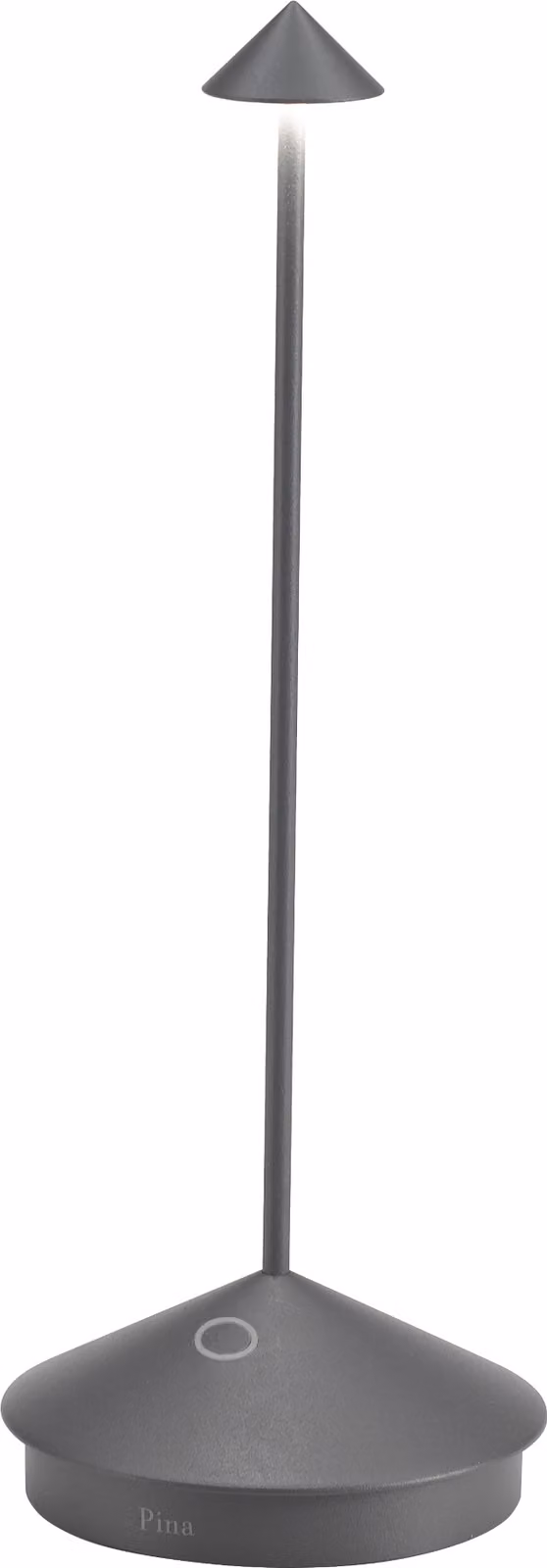 Lampada a led da tavolo Pina Pro Grigio Scuro ricaricabile e dimmerabile senza fili Zafferano 2200-2700-3000K