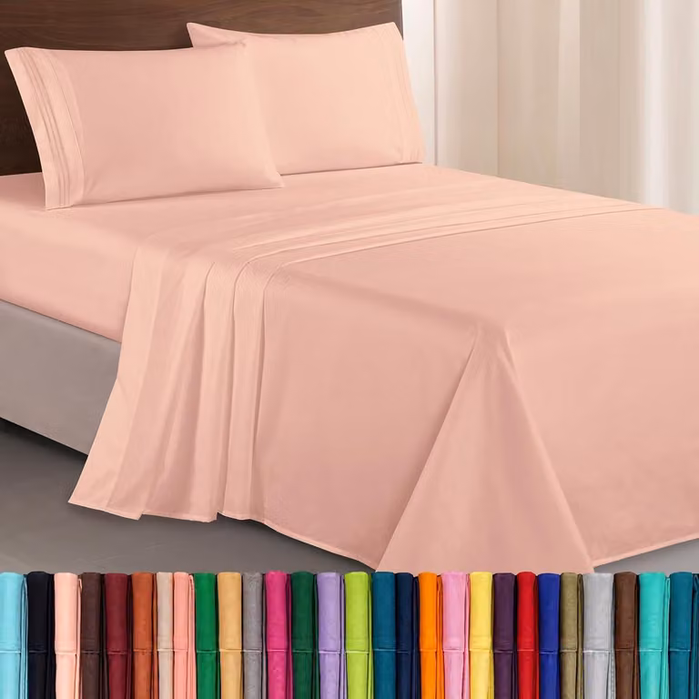 Set di lenzuola "Elegant Comfort Luxe" da 4 pezzi, in microfibra di alta qualità, con ricamo a tre fili, estremamente morbido, resistente alle pieghe e allo sbiadimento, formato matrimoniale (King)