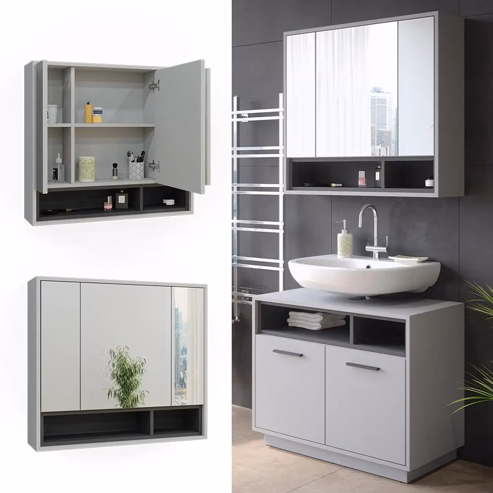 Specchio contenitore bagno Beatrice Vicco Grigio Antracite L: 80 cm, H: 72 cm, P: 20 cm – 2