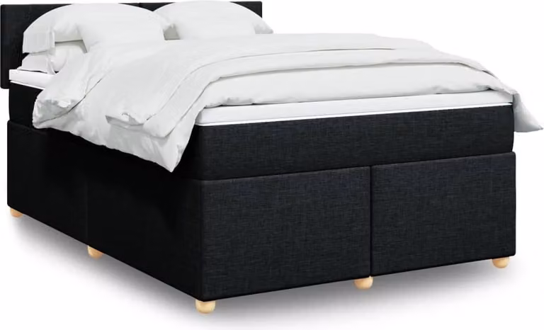 Maison Exclusive - Giroletto a Molle con Materasso Nero 160x200 cm in Tessuto