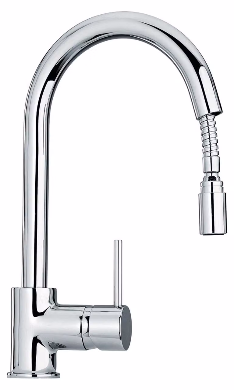 Miscelatore per lavabo con gruppo di scarico, cromato, in PVC, 1 pezzo