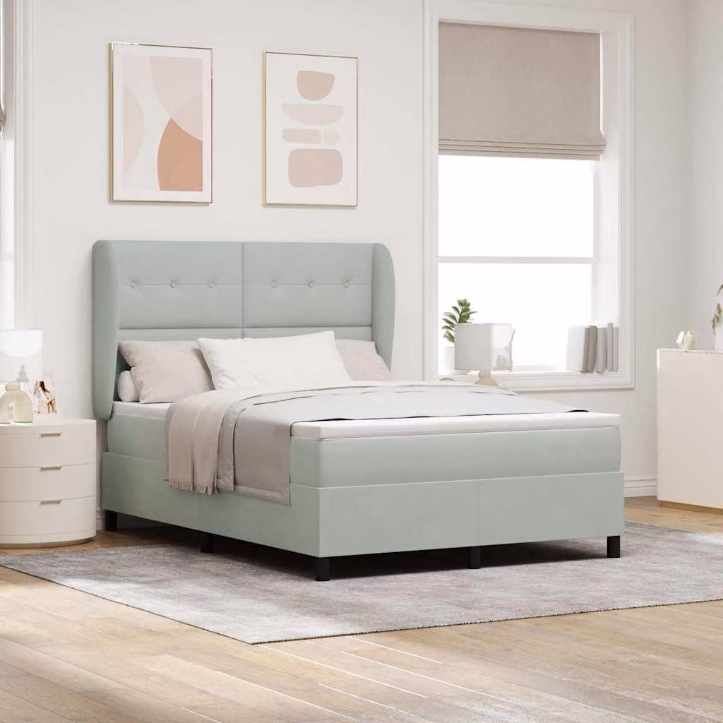 Maison Exclusive - Letto boxspring con testiera grigio chiaro 200 x 140 cm in velluto