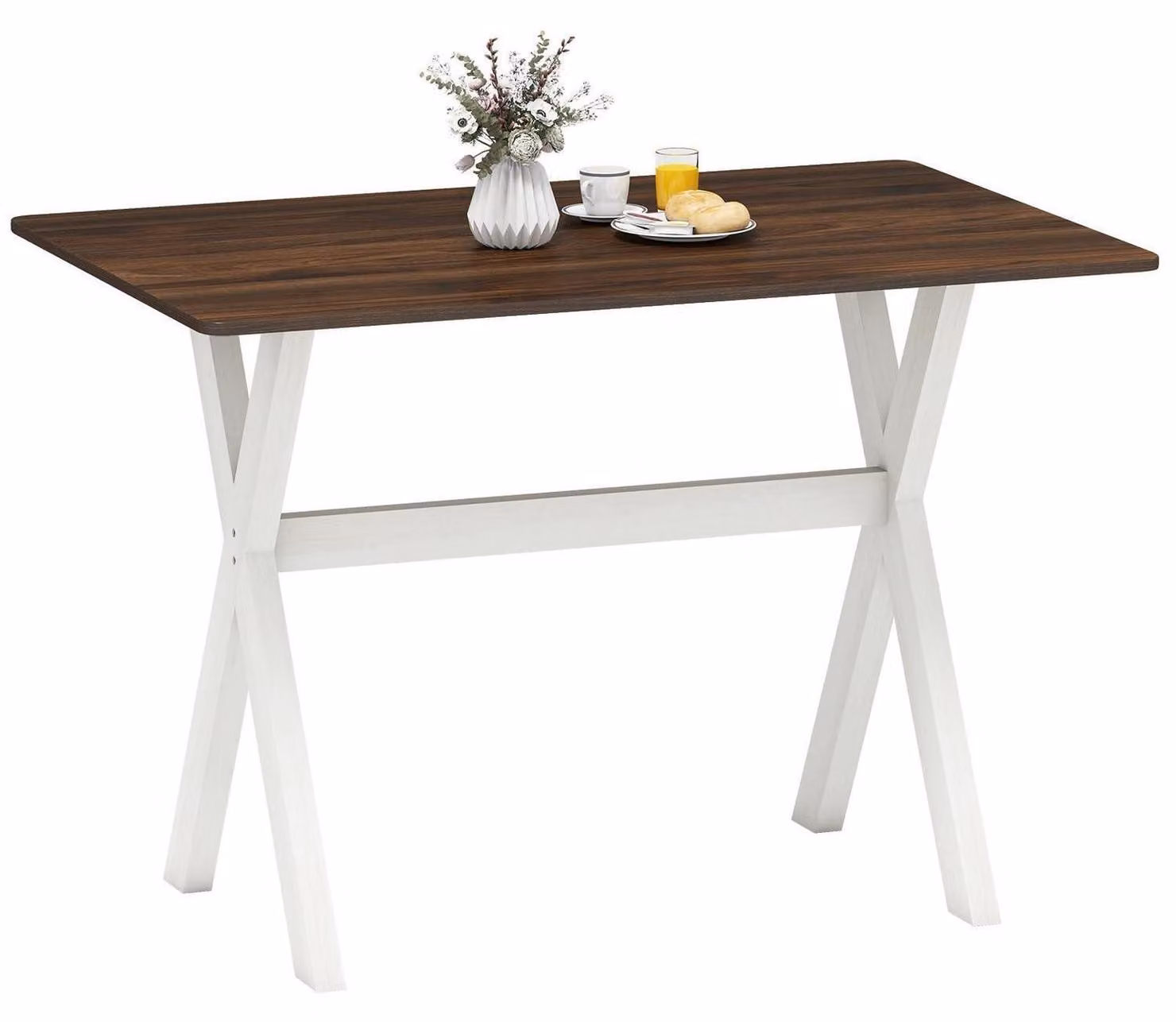 Tavolo da pranzo rettangolare in legno con gambe a X, dimensioni 110 x 71 x 76,5 cm, design moderno