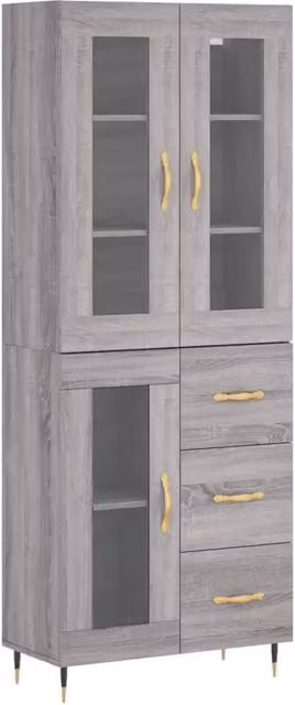 Credenza | Madia | Buffet da pranzo | Armadio da pranzo Grigio Sonoma 69,5x34x180 cm in Legno Multistrato
