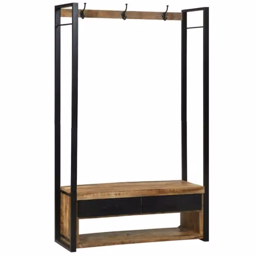 Stender portabiti in legno massello di mango e acciaio (110 x 40 x 179 cm)