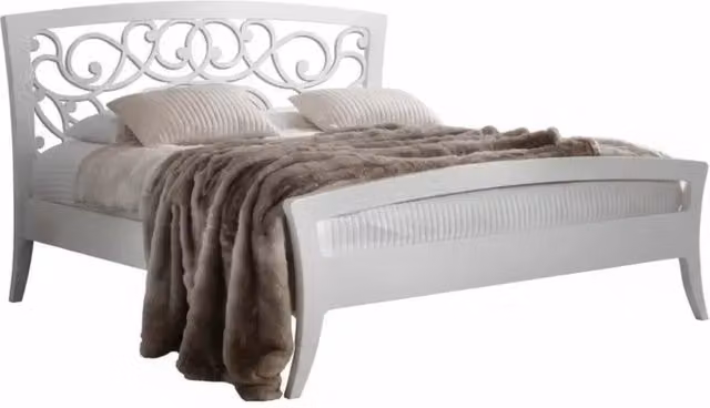 Letto arte povera traforato in legno bianco Mobili 2G L: 184 cm, P: 210 cm, H: 120 cm