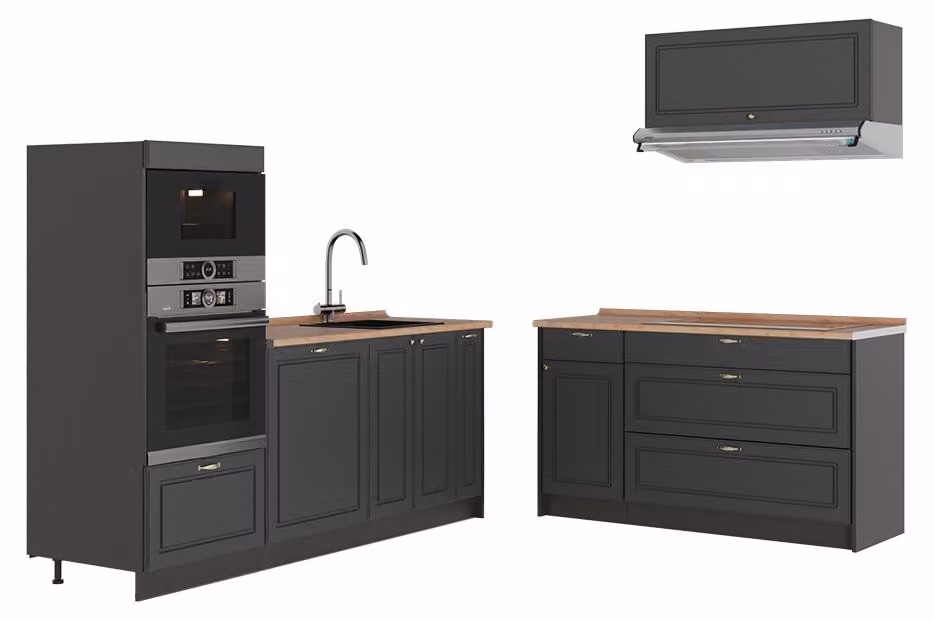 Cucina Vicco Fame-Line Oro-antracite rustico/Antracite 340 cm, PL Rovere, Model 63850