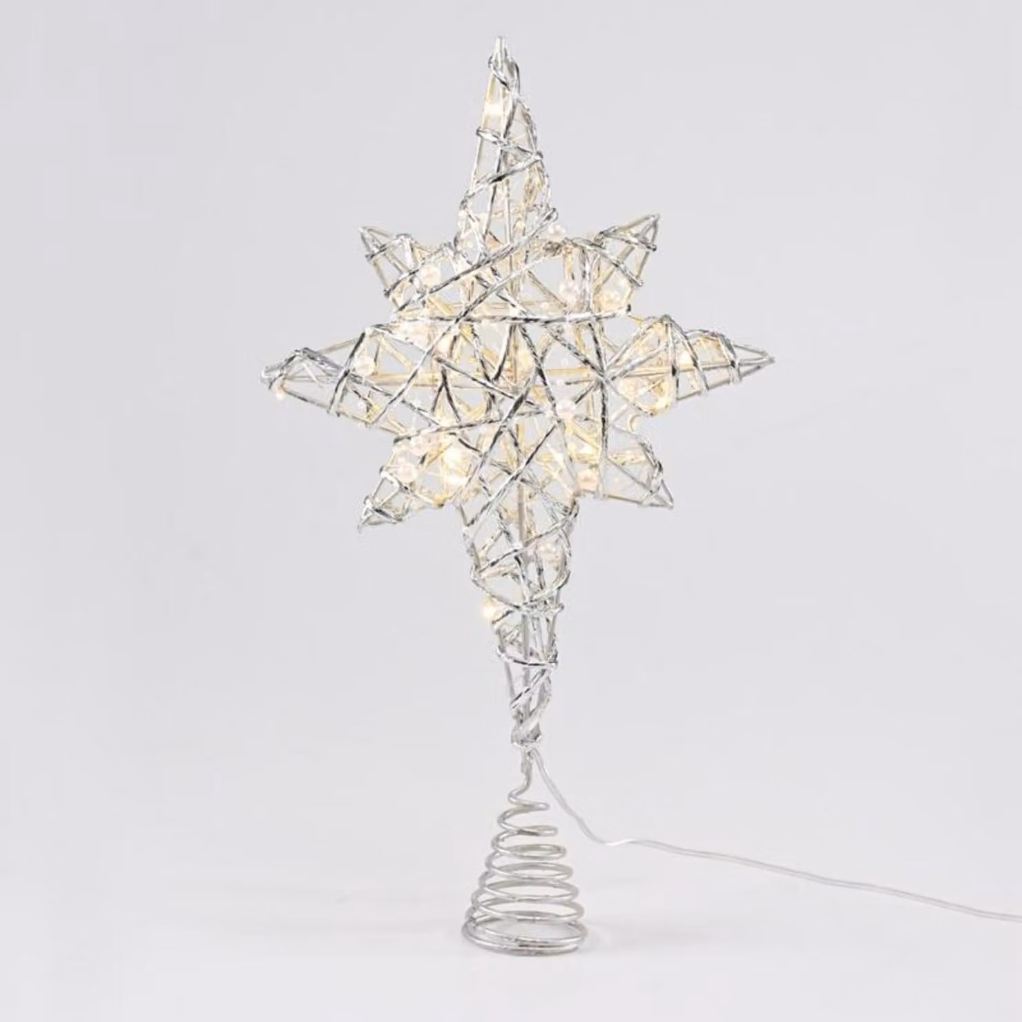 ACA Lighting argento + stella bianca 20 MINI WW a batteria LED 3xAA, IP20 37x5x20cm X11201130