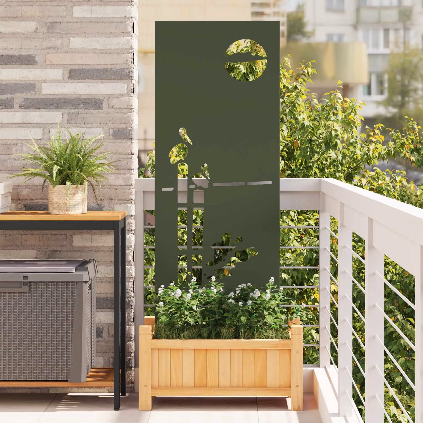 Paravento per privacy da giardino vidaXL Oliver in acciaio verde L 50 cm x H 140 cm