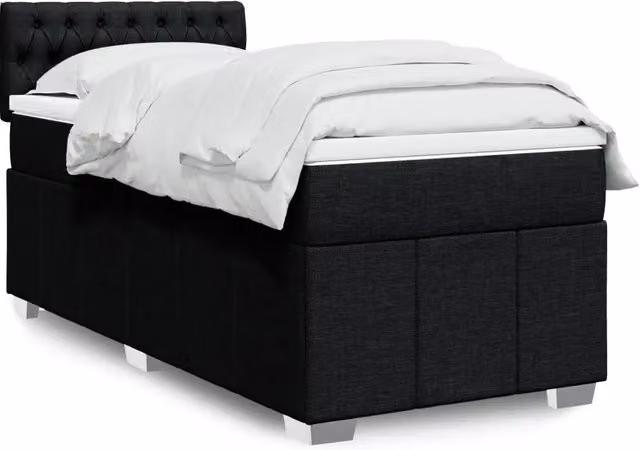 vidaXL Giroletto a Molle con Materasso Ibrido in Tessuto Nero L/P/H: 100 x 200 cm – 2