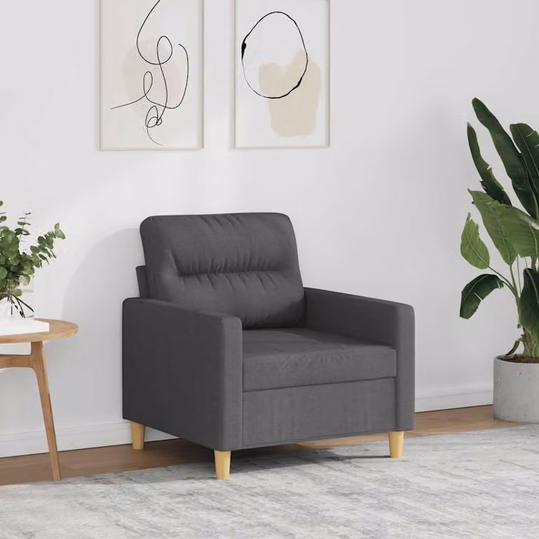 Poltrona moderna vidaXL in tessuto grigio con struttura in metallo e braccioli