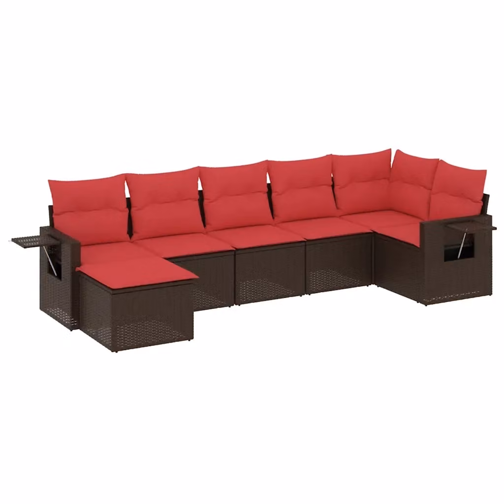 Set di Divani da Giardino vidaXL in Polyrattan Marrone con Cuscini e Struttura in Metallo per Terrazza e Balcone – 2