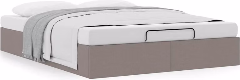 Struttura Letto Pouf senza Materasso Tortora 140x190 cm Tessuto