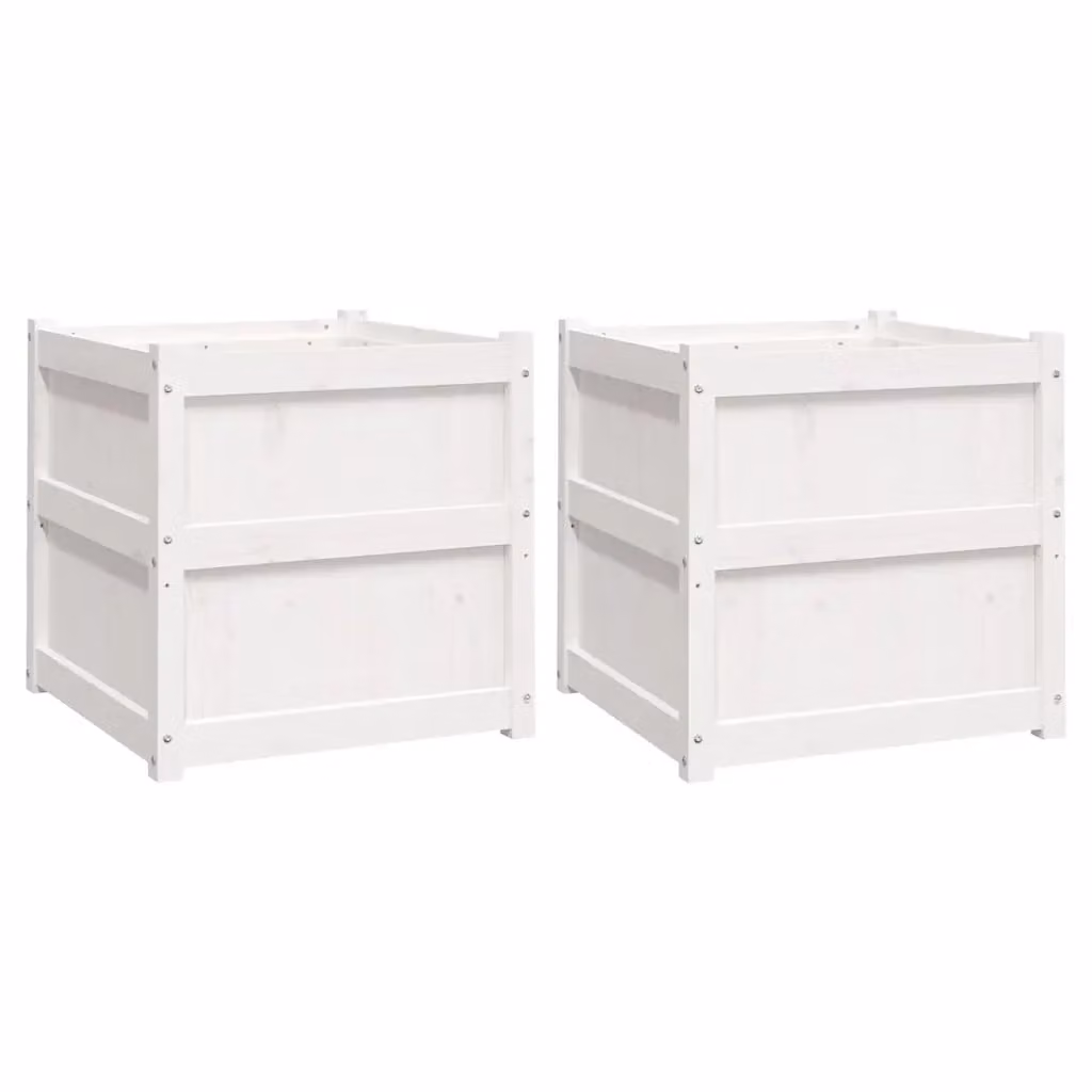 Set di 2 fioriere da giardino vidaXL in legno di pino bianco per orto ornamentale L: 60 cm, P: 60 cm, H: 60 cm – 2