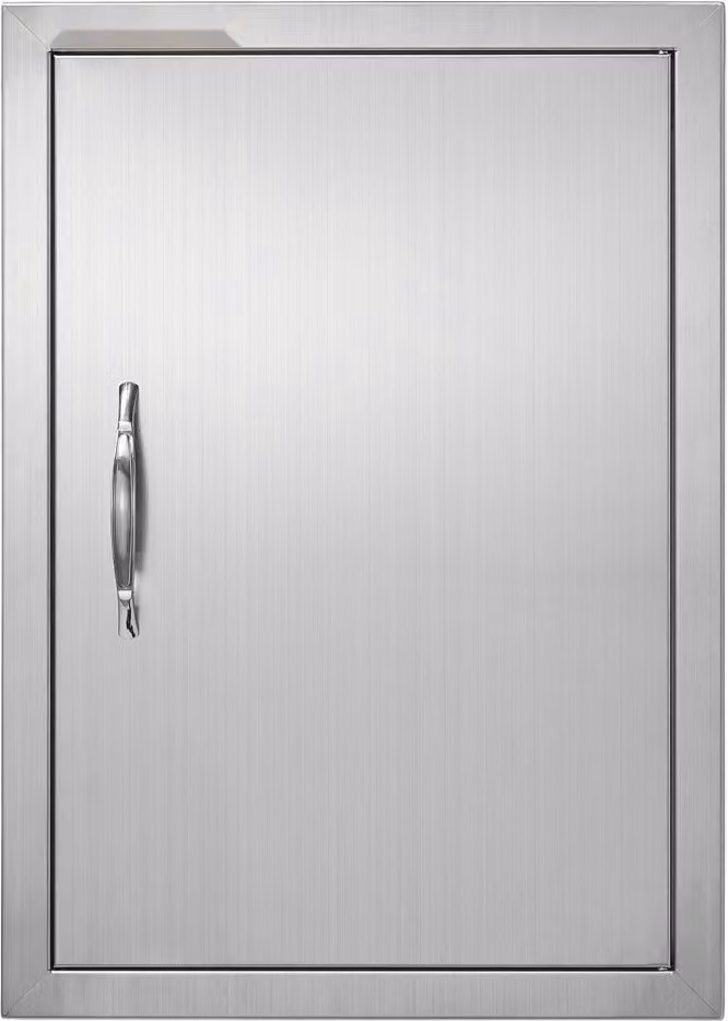 Porta per isola barbecue, 457 x 610 x 45 mm - Porta per cucina esterna in acciaio inox - Porta verticale a parete con maniglia - Montaggio a incasso - Stazione barbecue/armadio esterno