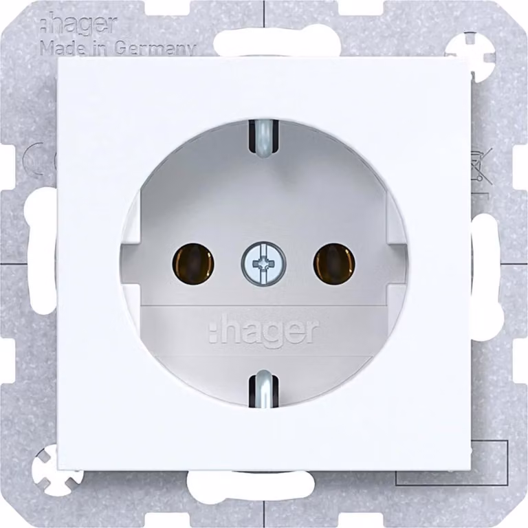 Presa Hager SCHUKO WAS1100WG A.x/C.x bianco lucido
