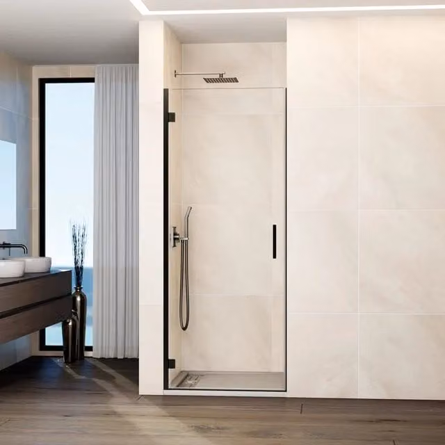 Box doccia frontale GLASS 1 porta battente 70 cm (68,2-70,2) titanio trasparente