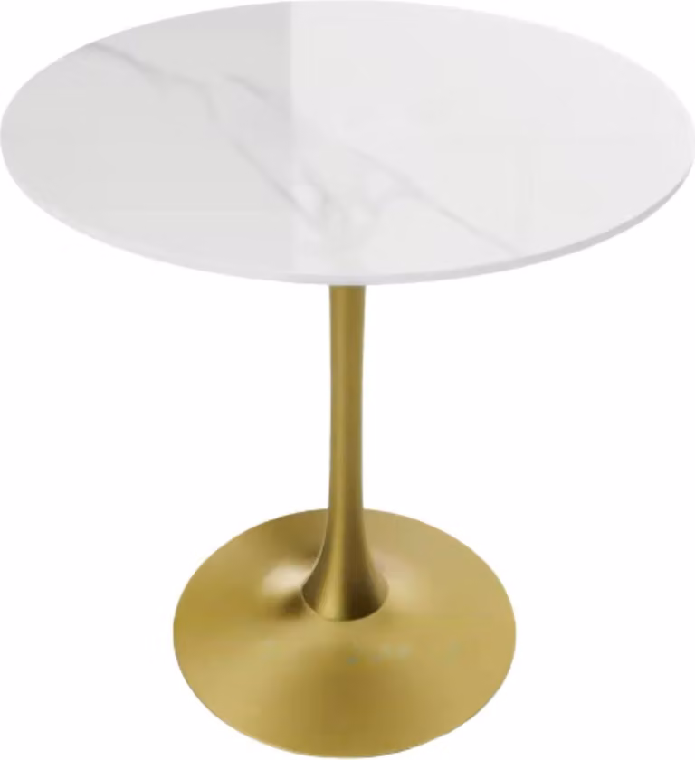 Grandioso tavolo da cucina rotondo alto 78 cm - Piano in pietra sinterizzata con zoccolo - Tavolo bistrot per il tempo libero e l'altezza