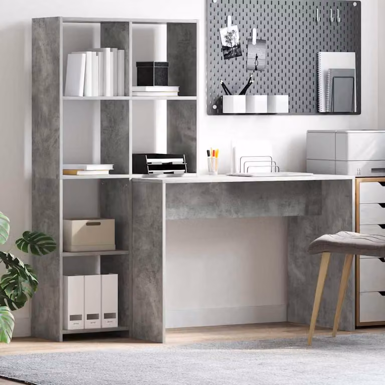 Maison Exclusive - Scrivania Grigio cemento 138,5 x 55 x 143 cm Legno multistrato