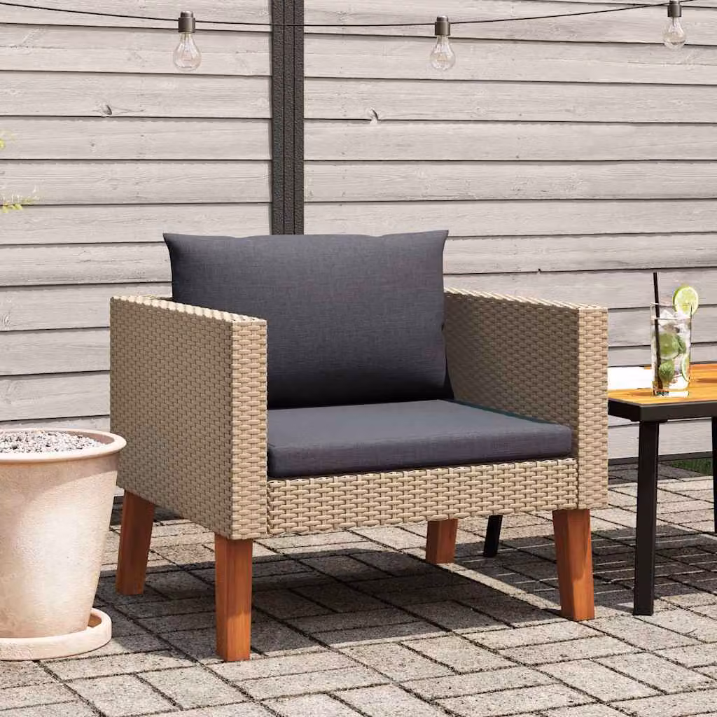 vidaXL Divano da Giardino Singolo Moderno in Polyrattan e Metallo con Cuscini Beige o Antracite