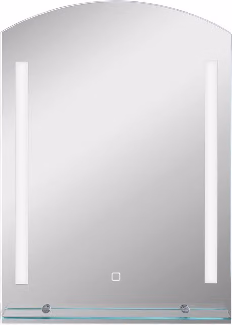 Specchio da bagno moderno Kleankin con illuminazione LED regolabile a 3 colori e mensola in vetro, Argento, L 50 cm x P 12 cm x H 70 cm