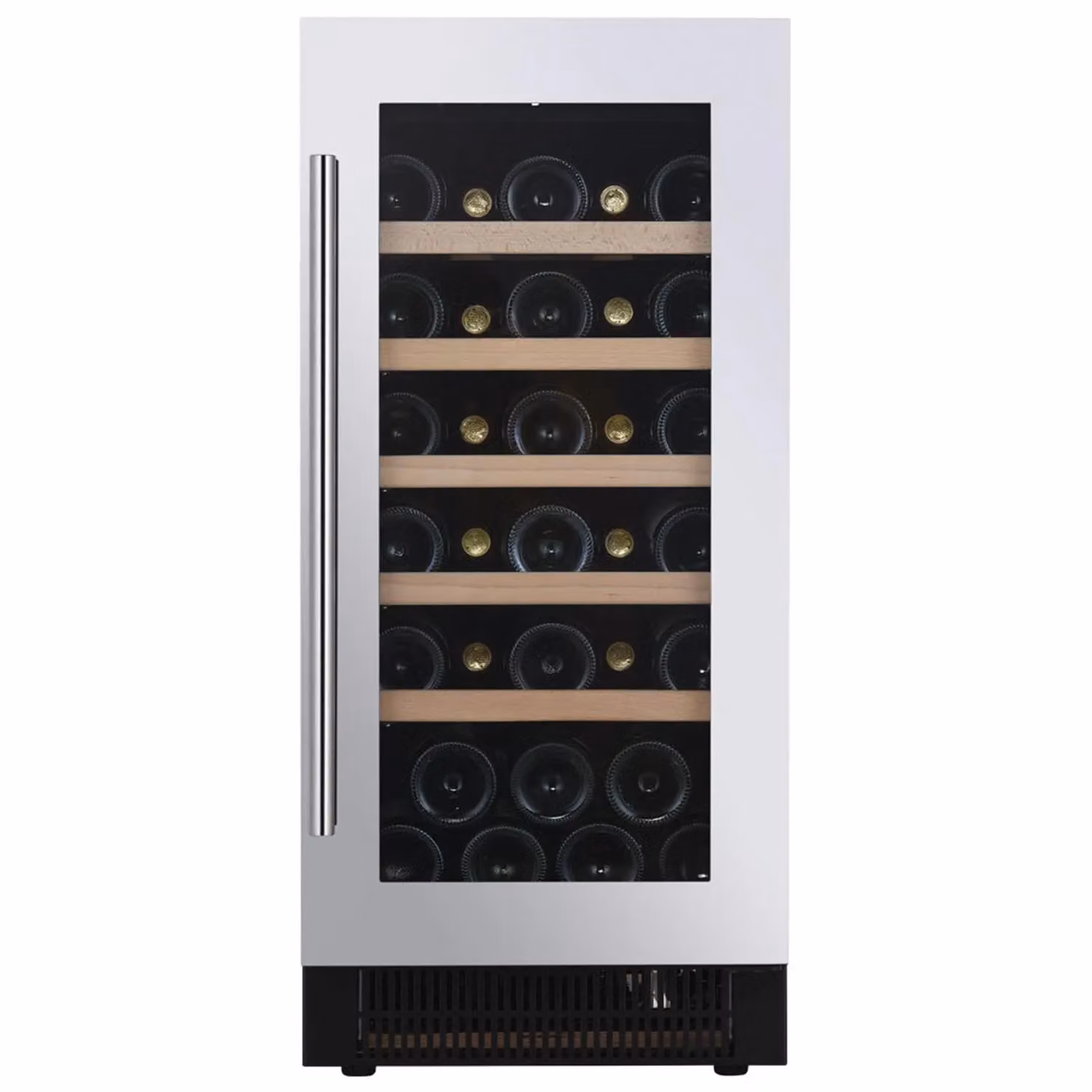 Cantina monotemperatura con cornice porta e maniglia inox - classe F, 32 bottiglie - DAUF-32.83SS