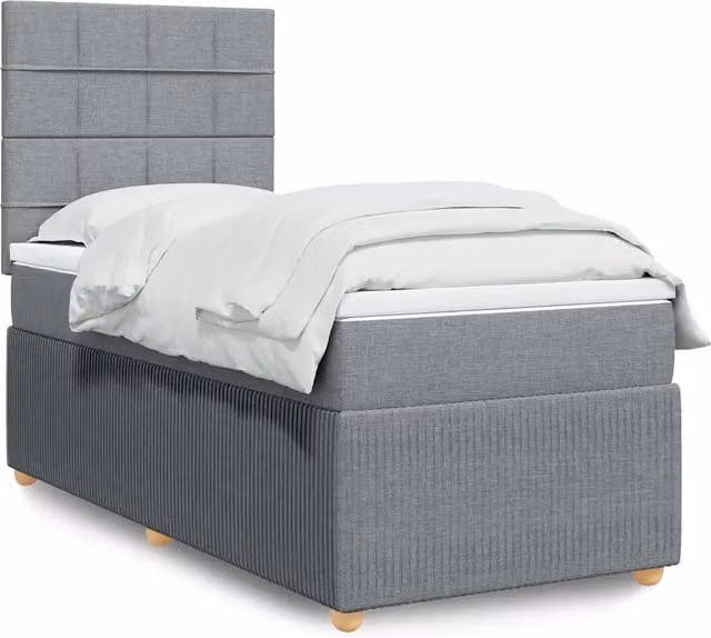 Giroletto a Molle con Materasso Grigio Chiaro 90x200 cm Tessuto 3294239