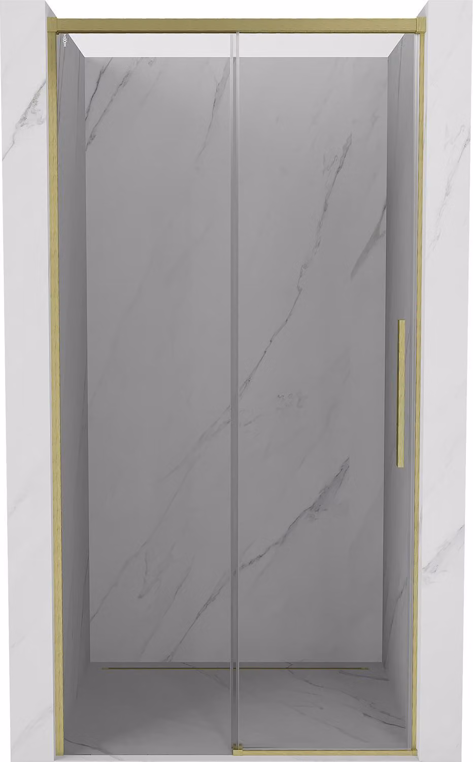 Mexen Rox porta doccia scorrevole 130 cm, trasparente, oro spazzolato - 8C2-130-000-55-00
