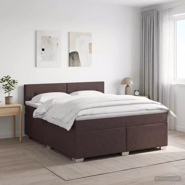 Letto box spring con materasso ibrido vidaXL Marrone e Bianco L: 140 cm, P: 200 cm, H: 100,5 cm – 1