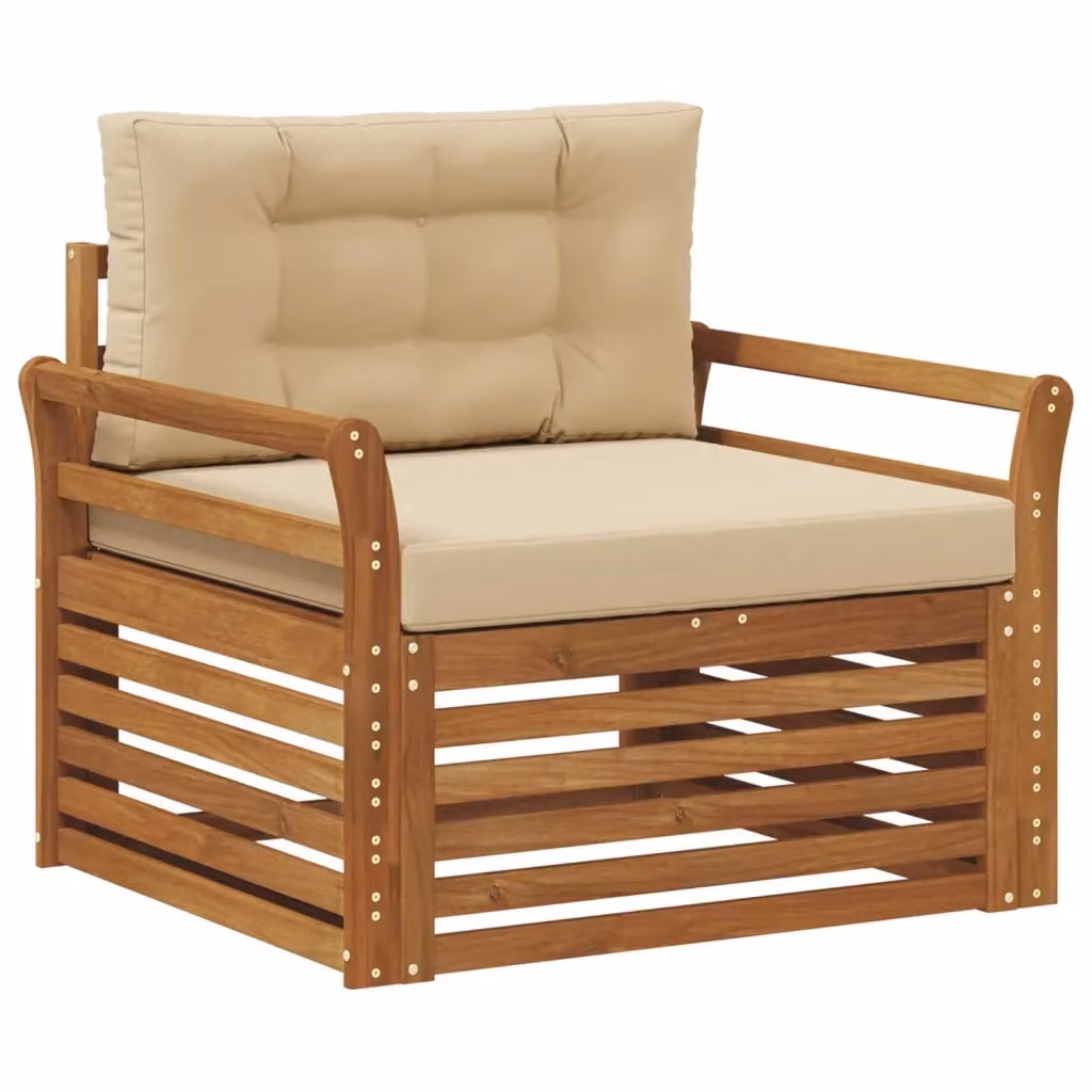 Divano da esterno moderno vidaXL in legno di acacia e poliestere, colore beige e marrone