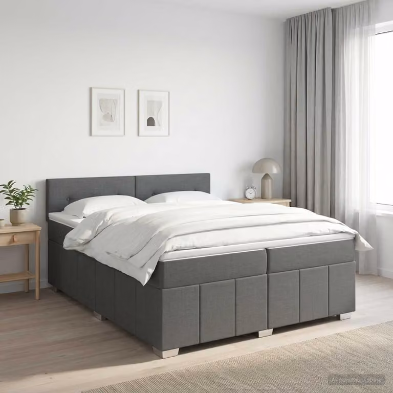 Letto box spring con materasso vidaXL Grigio e Bianco L/P: 200 x 200 cm