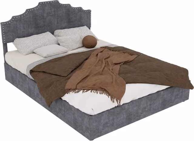Letto contenitore 140x200 cm grigio in velluto con gas lift, senza testiera