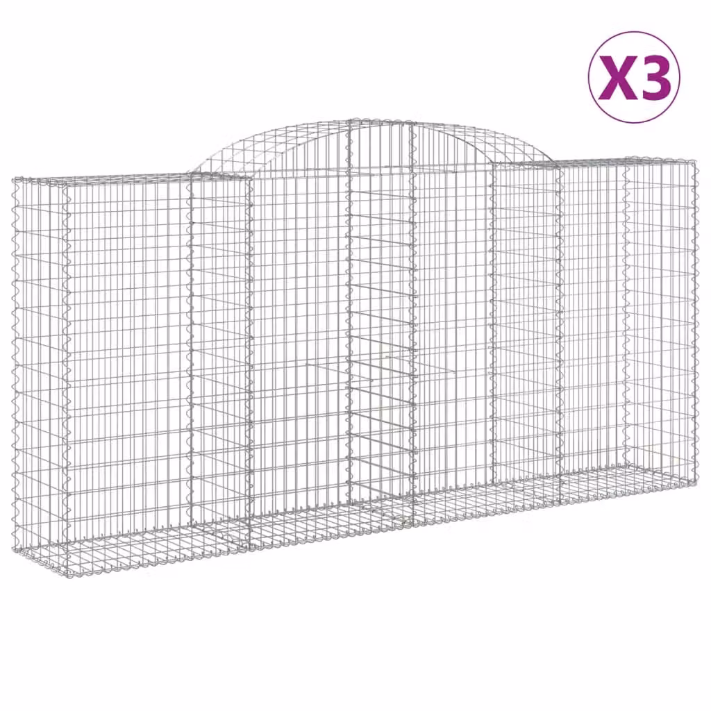 Cesti Gabbioni ad Arco 3 pz 300x50x140/160 cm Ferro Zincato
