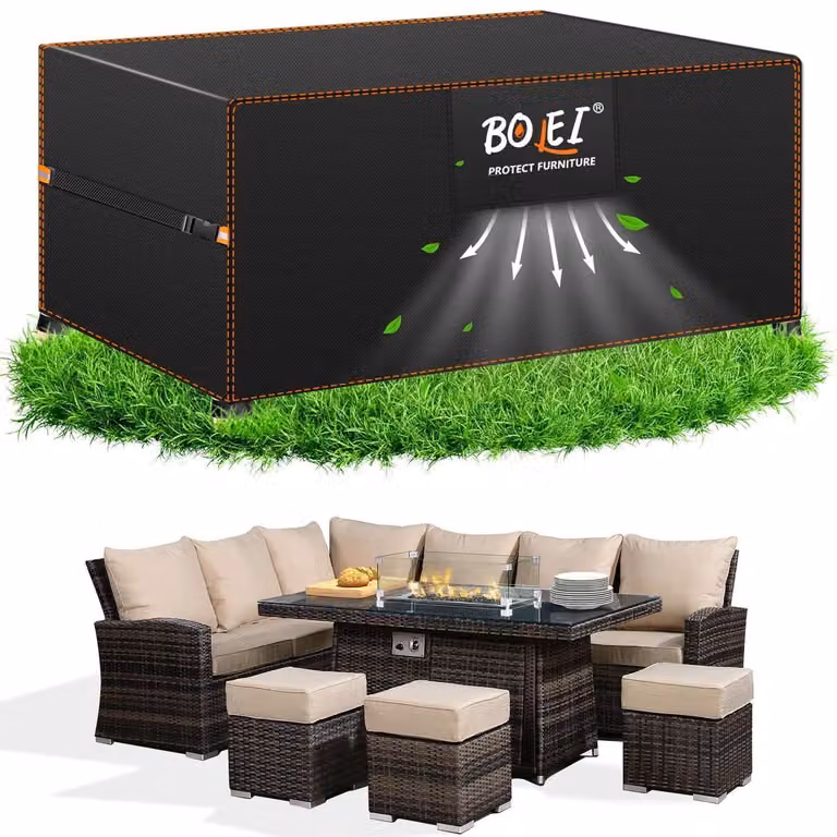 Telo protettivo per mobili da giardino, resistente alle intemperie invernali, in tessuto Oxford 420D, impermeabile e resistente al vento, dimensioni 213x132x74 cm, con aperture di ventilazione e sacca per il trasporto