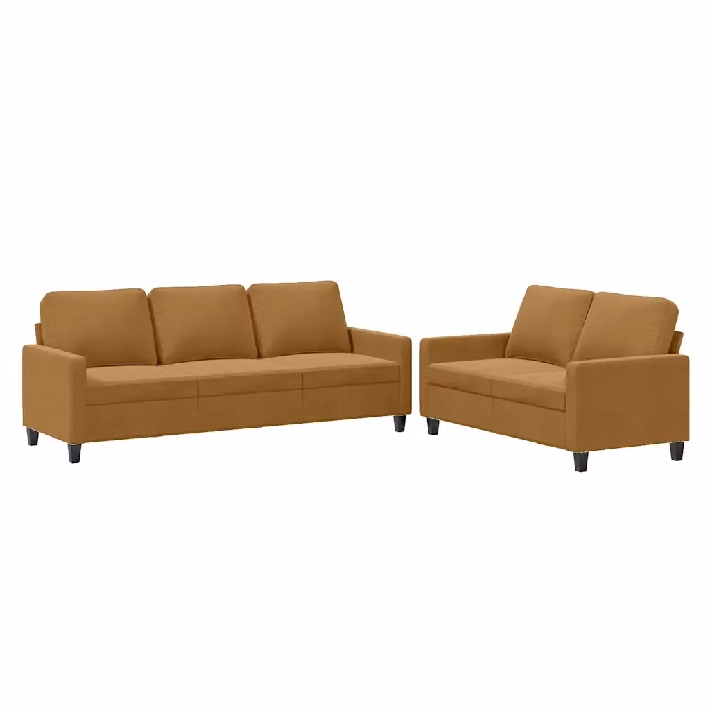 Set di 2 divani vidaXL in velluto marrone con cuscini per soggiorno in stile moderno – 2