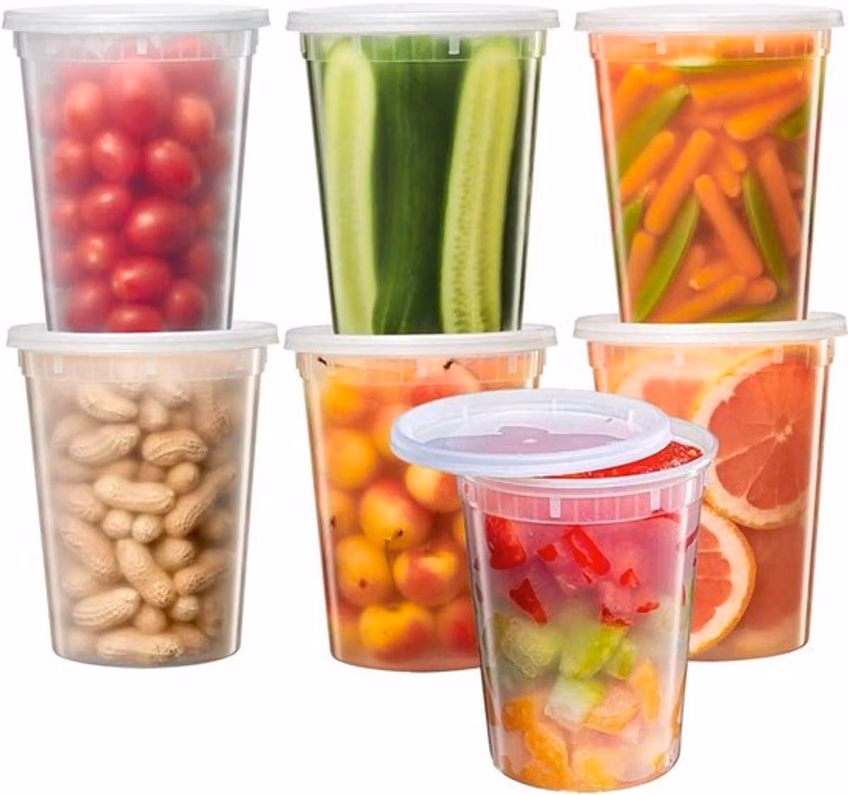 24 contenitori di plastica con coperchio - Contenitori per alimenti riutilizzabili da 950 ml, a prova di perdite e ideali per conservare alimenti e preparare pasti