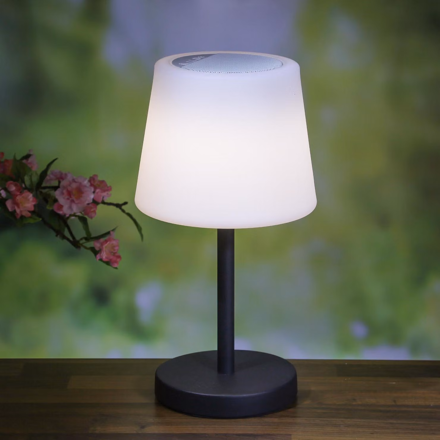Lampada da tavolo a LED con altoparlante - Bluetooth - ricaricabile - H: 38cm - per terrazza, balcone