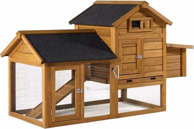 Pollaio Poulette con cassetta nido in legno e acciaio Habitat et Jardin - Marrone – 1
