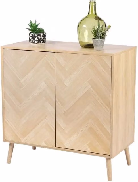 Buffet Meublorama a due porte in stile moderno, colorazione rovere chiaro, L: 80 cm, P: 40 cm, H: 80 cm