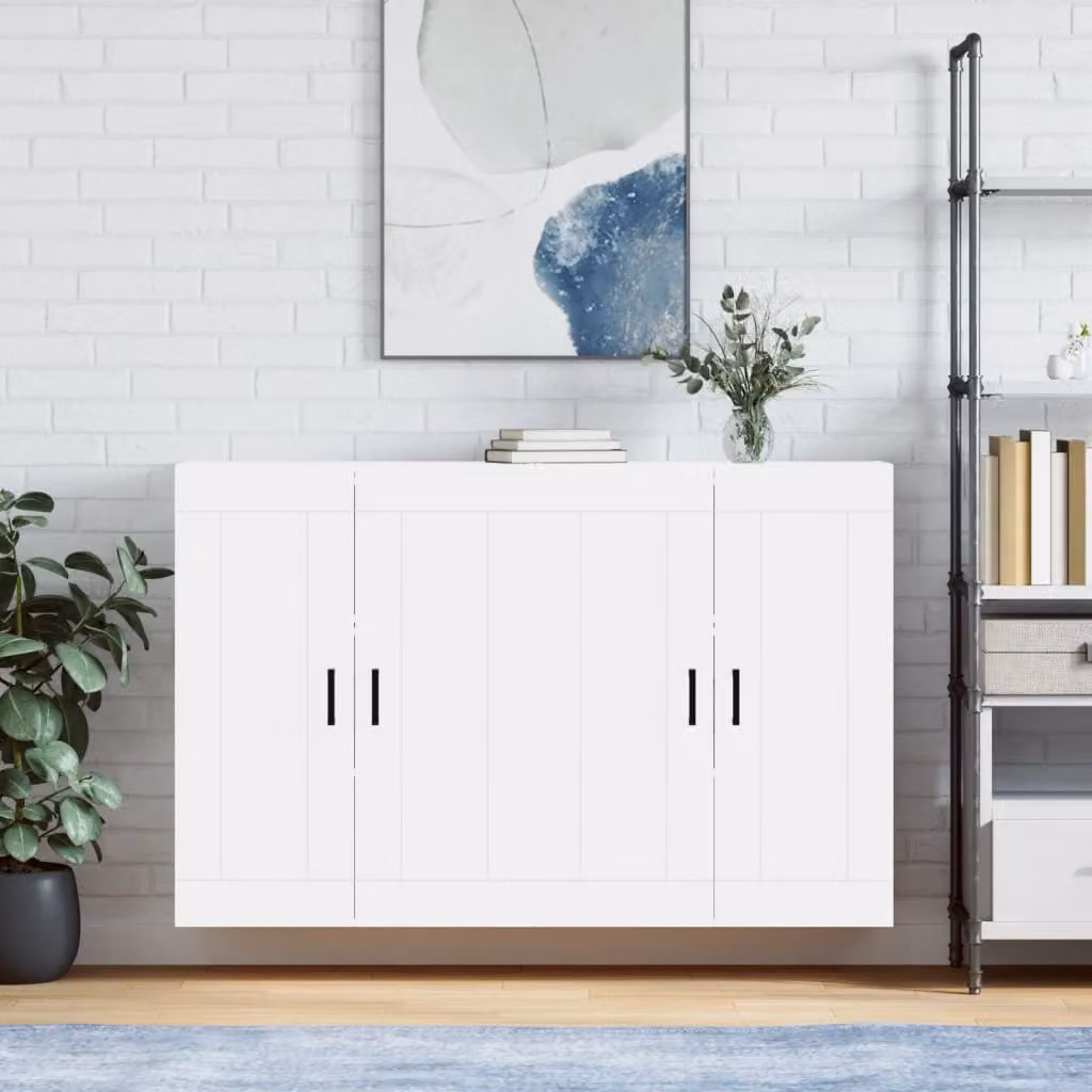 Set di 2 armadietti a parete vidaXL bianchi in stile moderno con ante a battente