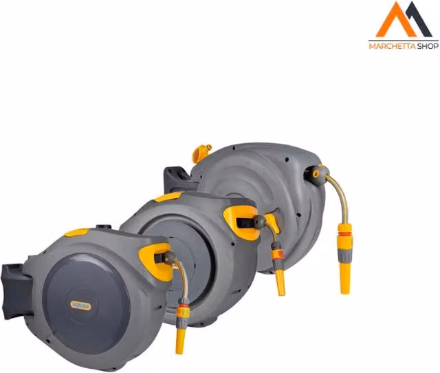Avvolgitubo automatico a muro Hozelock Auto Reel da 30 metri, colore grigio