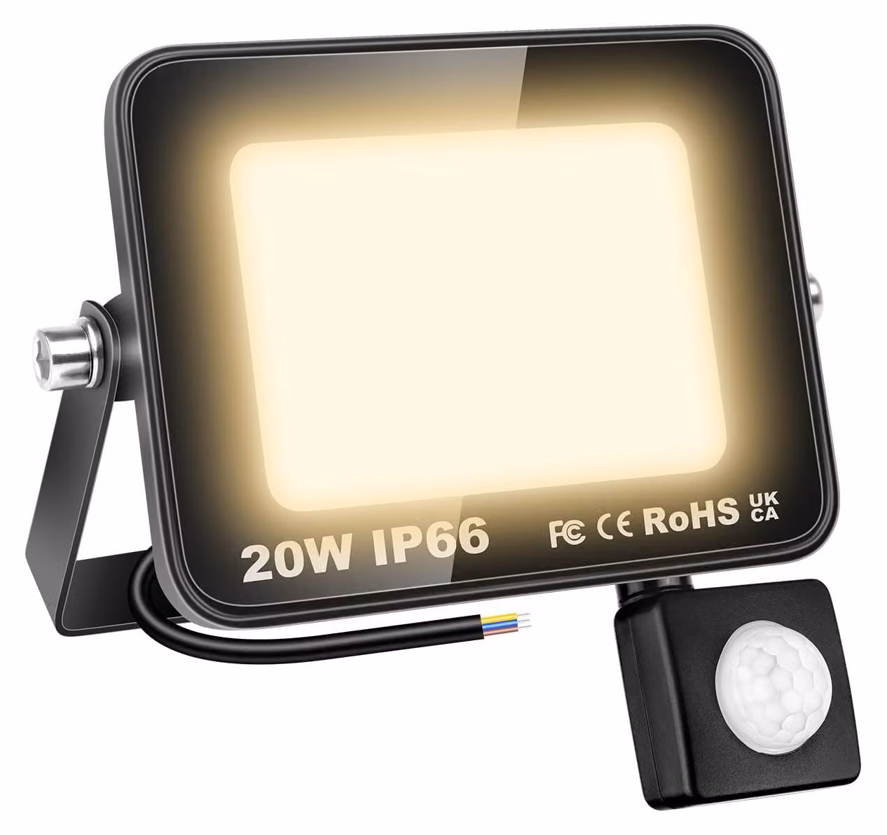 Fareto LED da 20W con sensore di movimento PIR, 2000 lumen, grado di protezione IP66, luce bianco caldo