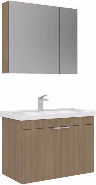 Set mobile lavabo con specchio (2 pezzi) "Desna 80" - 80 x 45 x 58 cm - Rovere