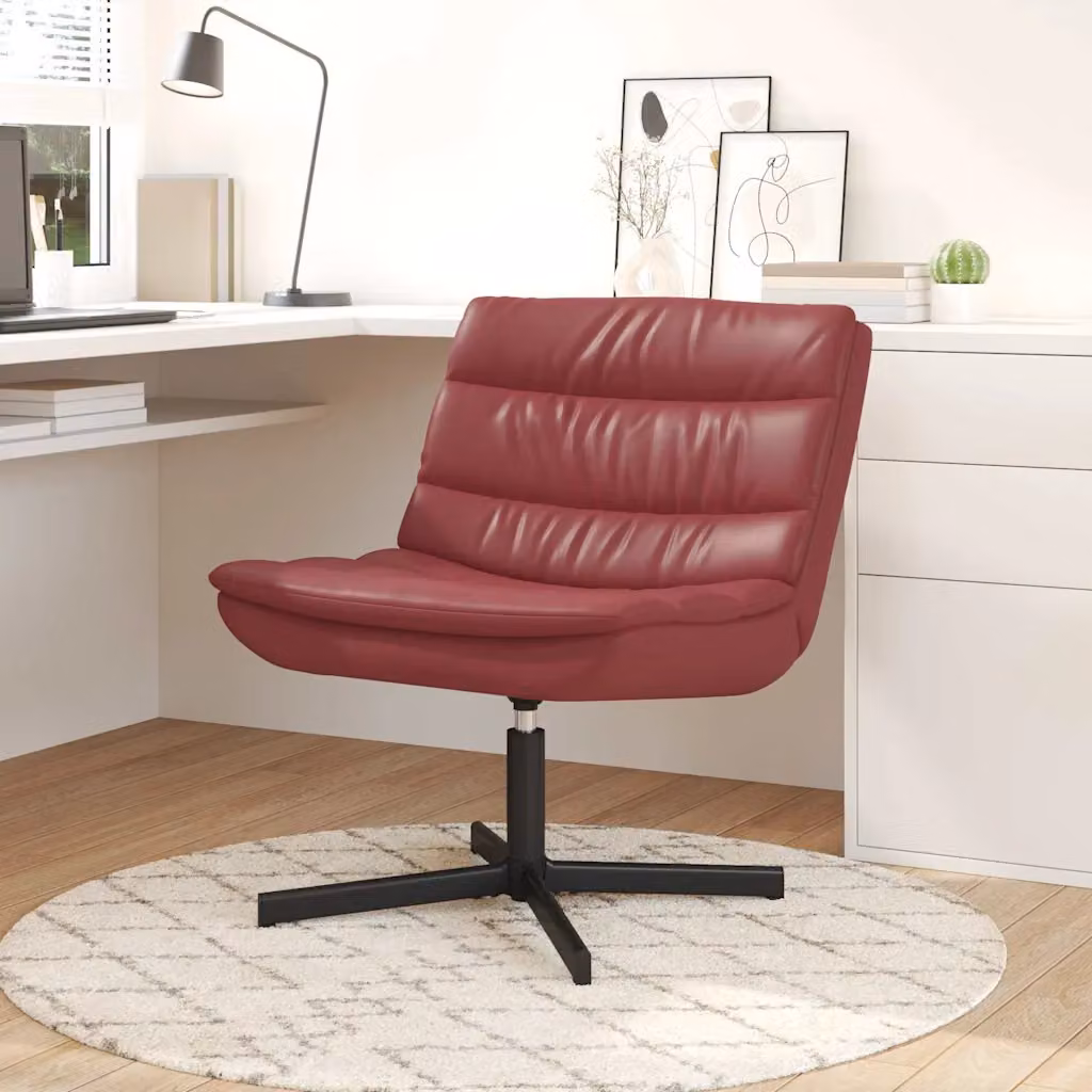 Sedia girevole vidaXL in similpelle rossa per il tuo soggiorno, L: 63 cm, P: 75 cm, H: 76 cm
